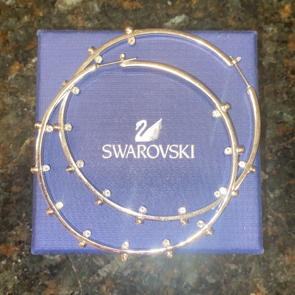 Swarovski Crystal Studded Hoop Earrings